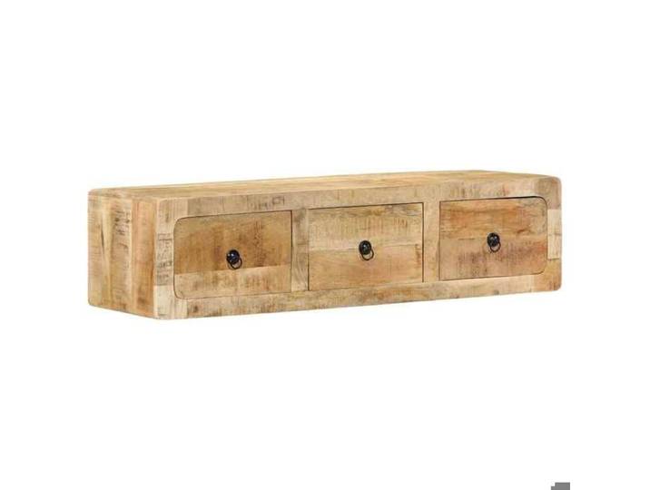 SHOP Meuble TV mural - 100x32x25 cm bois massif manguier brut - Armoire de télévision B - 479533734648