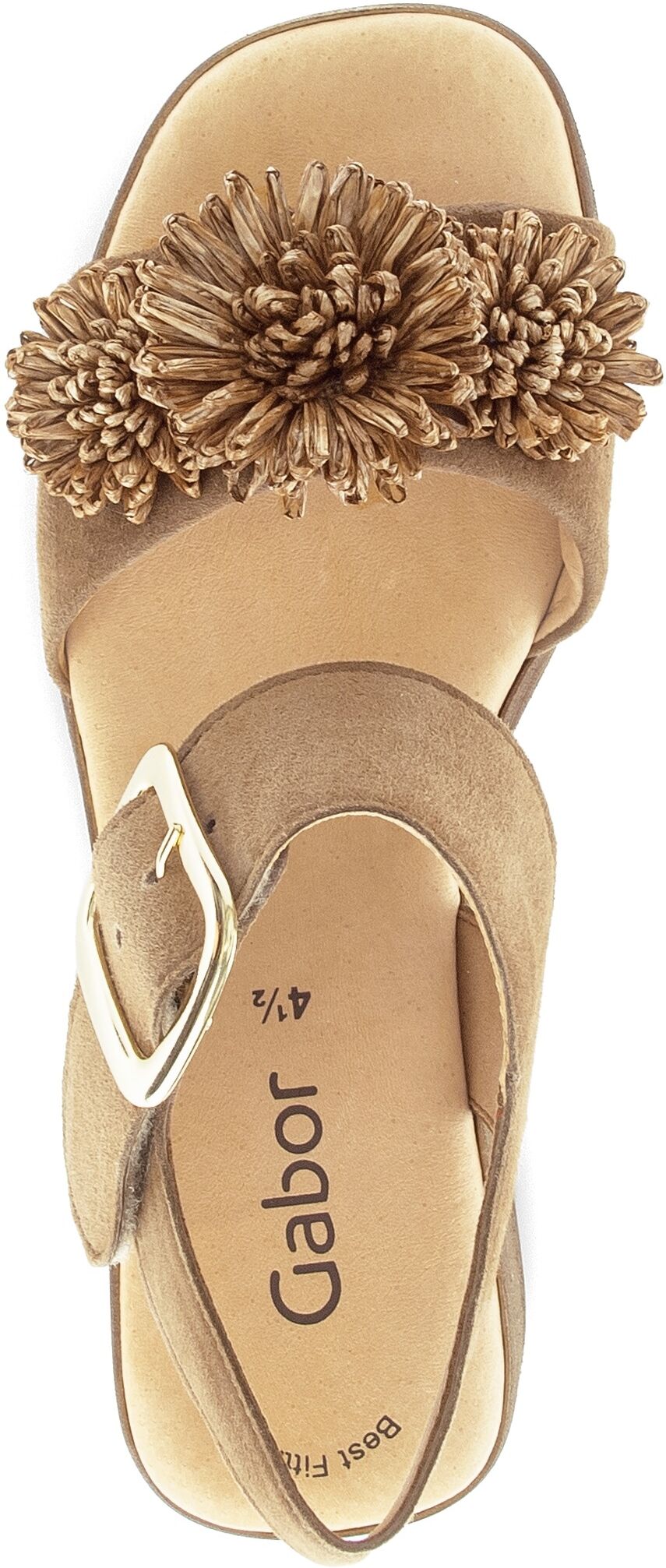 Sandalette GABOR, Damen, Gr. 40, Leder, braun (nussbraun), Ziegenveloursleder, unifarben, Schuhe Sandalette, Sommmerschuh mit Plateau und Absatz in Holzoptik nussbraun 40, Leder