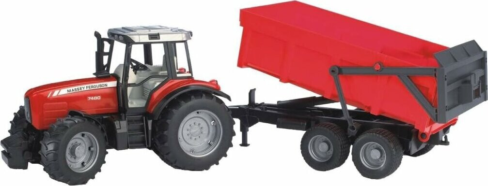 Bruder Massey Ferguson 7480 met kipper aanhanger, rood/zwart