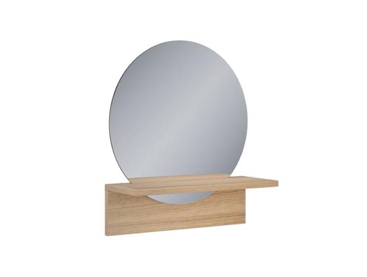 Vicco Badezimmerspiegel Elyra, Goldkraft Eiche, 40 x 47.5 cm Runde Spiegelfläche · Integrierte Ablage · Für Deko & Accessoires · Vielseitig einsetzbar