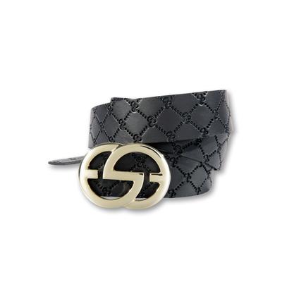 Ledergürtel SILBERGIFT "Ledergürtel mit Rautenprägung und Designschließe", Damen, Gr. 80, schwarz, Rindsleder, Gürtel Ledergürtel