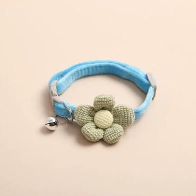 Inspire Select Cute Flower Cat Collar With Bell Adjustable Buckle Kitten Collar For Small Cats & Small Dogs blue