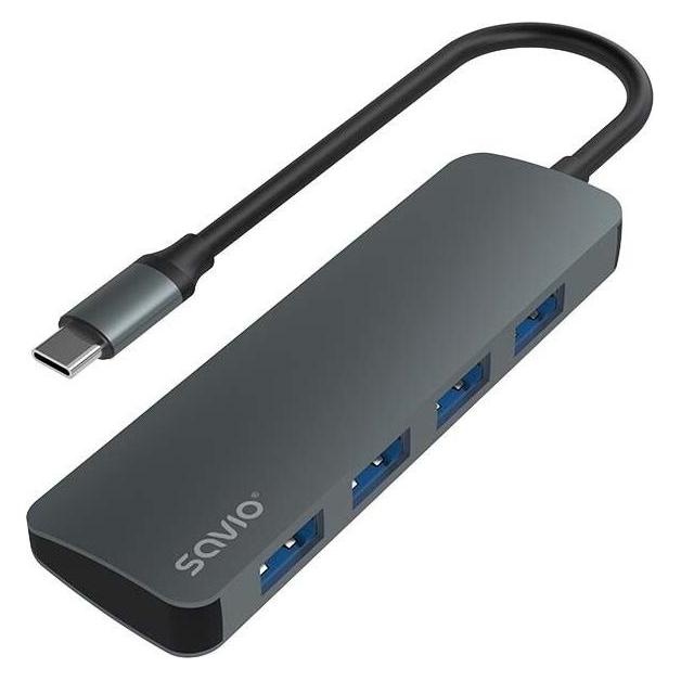 Savio Hub USB-C - 4 x USB-A AK-54 (USB-C, 4 Ports) (AK-54)