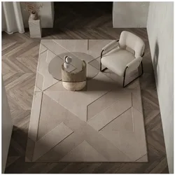 Teppich Kurzflor Waschbar LAVAREDO in Beige, geometrisch, 140 x 200 cm