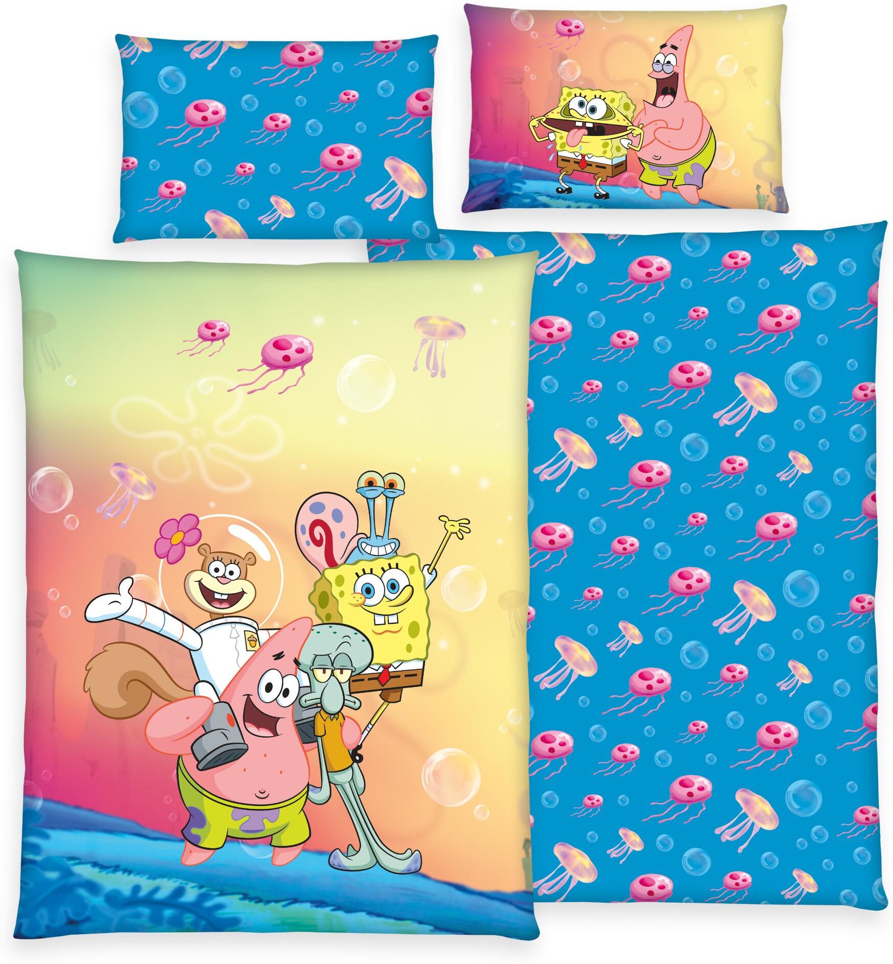 Kinderbettwäsche HERDING "Spongebob 160 x 210 cm", bunt (mehrfarbig), Renforcé (Bio-Baumwolle), B/L:, Renforcé (Bio-Baumwolle), Obermaterial: 100% Baumwolle, Bettwäsche, Kinderbettwäsche mehrfarbig Renforcé (Bio-Baumwolle), B/L: