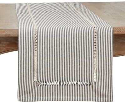 Saro Lifestyle Stripe Hemstitch Design Table Runner