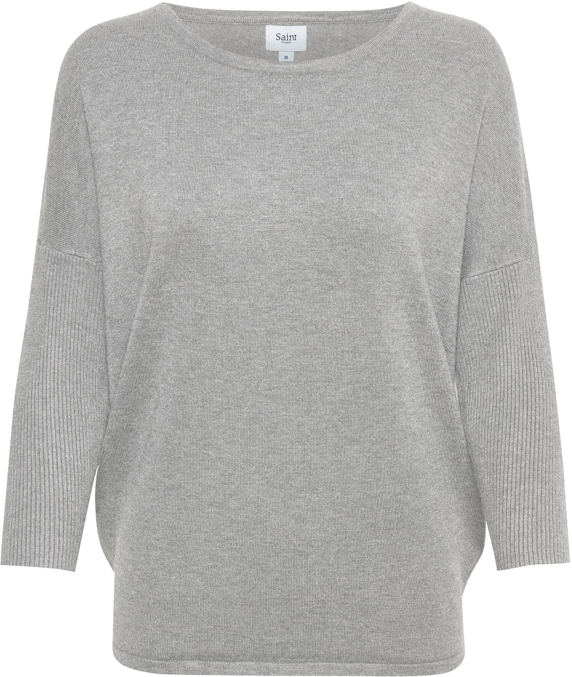 Rundhalspullover SAINT TROPEZ "A2561, MilaSZ R-Neck", Damen, Gr. XL, grau (pearl grau mel ange), Strick, Obermaterial: 80% Viskose, 20% Polyamid, unifarben, bequem normal, Rundhals, Pullover Rundhalspullover, Viskosemischung, Casual fit pearl grau mel ang