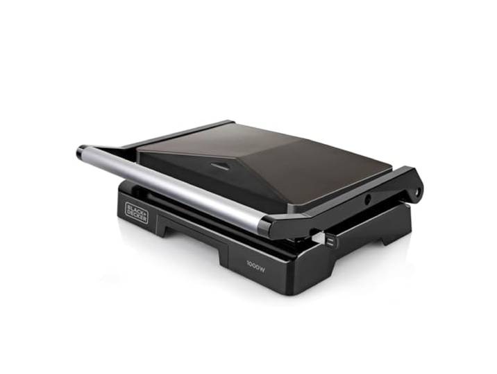 BLACK+DECKER - Grill Électrique BXGR1000E 1000W Plaques De 23x14\,5cm Poignée Toucher Froid Avec Plaque Supérieure Réglage Automatique Système de Sécurité