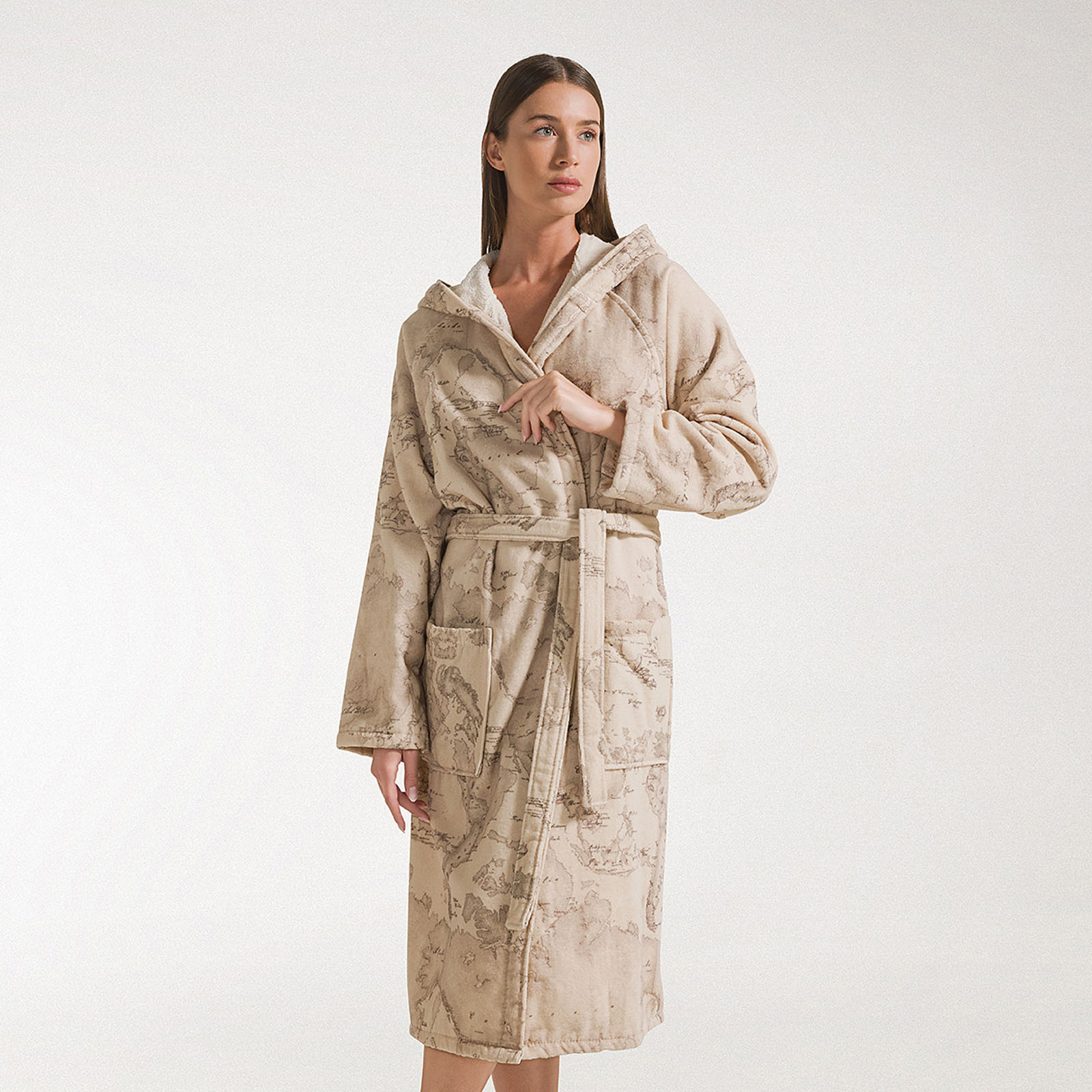 Accappatoio con Cappuccio in Cotone Geo Safari L/XL Alviero Martini 1A Classe Geo Caleffi