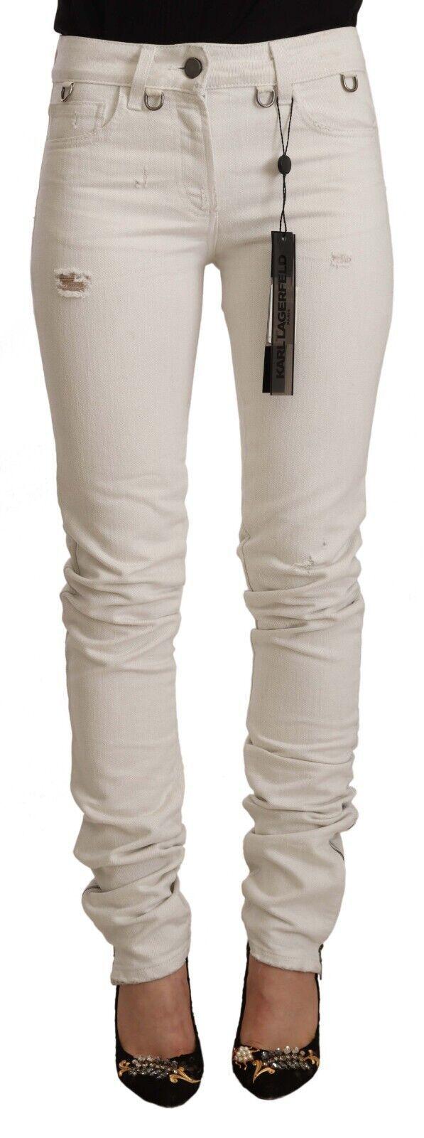 Karl Lagerfeld Gescheurde Skinny Jeans Offwhite