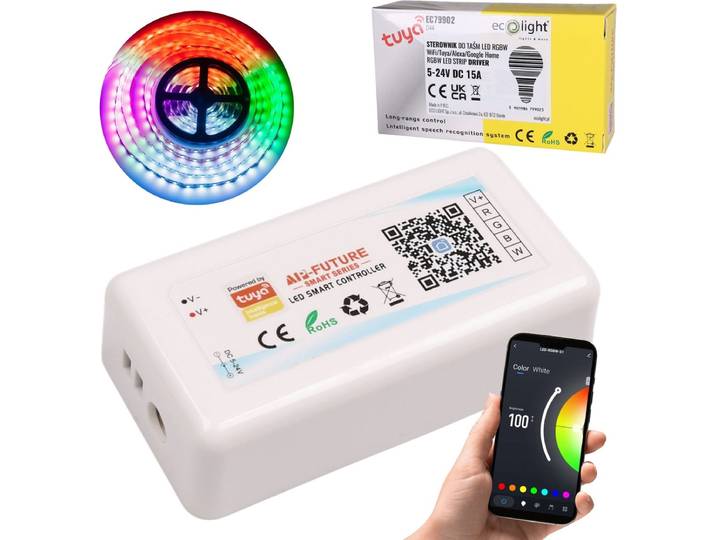 Controller LED RGBW Tuya 15A 180W 12V – Intelligente aansturing van LED strips