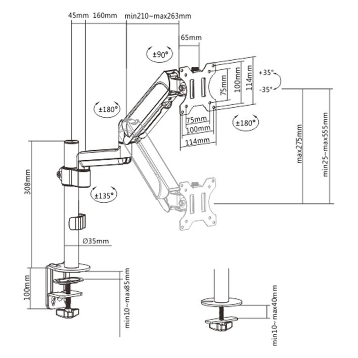 Gembird N--GEMBIRD MA-DA1P-01 Adjustable desk (Tisch, 32", 9 kg) (MA-DA1P-01)