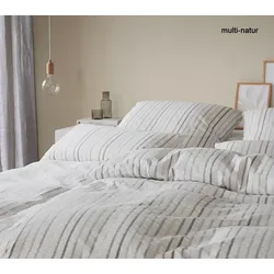 Elegante Web-Seersucker Bettwäsche Paula - 135x200 cm + 80x80 cm multi-Natur