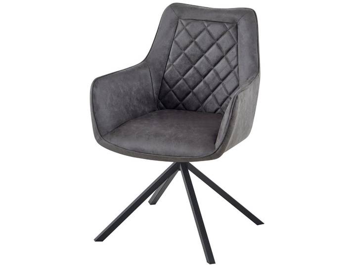 Kayoom Armlehnstuhl, Anthrazit, Metall, Kunststoff, 62x89x59.5 cm, Bsci, Sitzfläche 180° drehbar, Esszimmer, Stühle, Esszimmerstühle, Armlehnenstühle