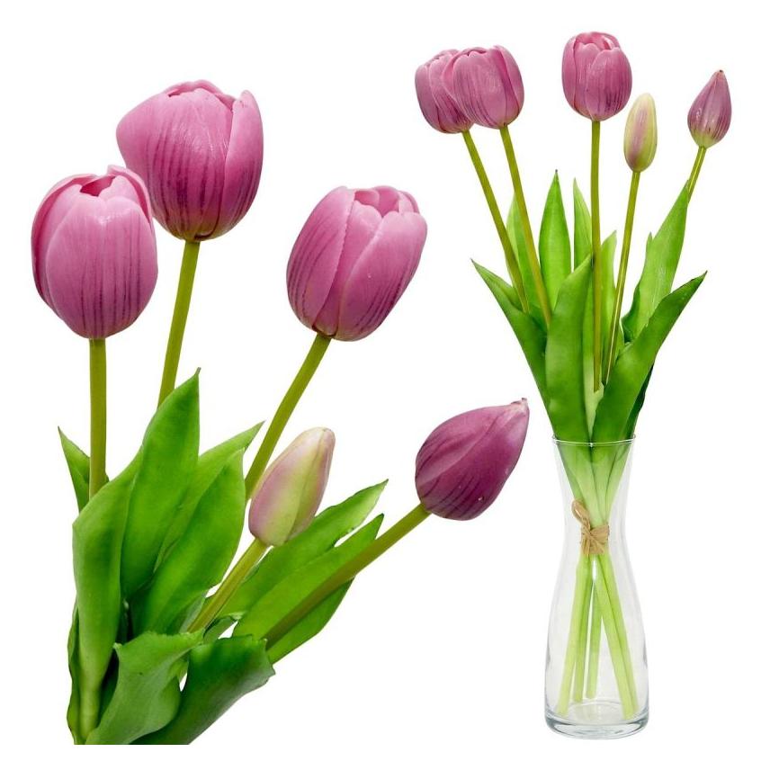 Saska Garden Bukiet 5 Tulipanów Fioletowych 39cm Jak żywych Dekoracja Wiosenna (16 cm) (67406385)