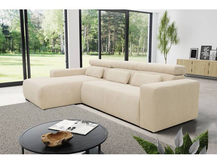 Ecksofa, Luxus-Microfaser in Antikleder-Optik, Beige 289×177 cm, Klassisch, Domo-Collection