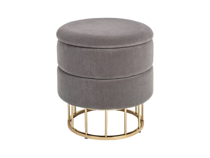 Design Hocker „Deva“ mit Stauraum Samt Dunkelgrau, Gold Bizzotto