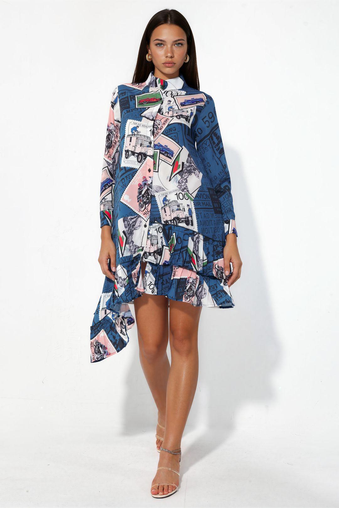 Blumen Chiffon Mini Kleid