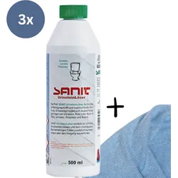 BADfabrik24 Sanit Urinsteinlöser Flasche 500 ml 3031 3 Stück + Mikrofasertuch 40...