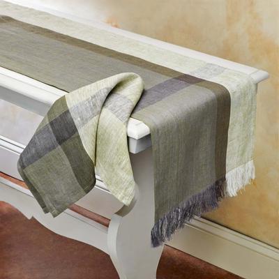 TERRA LOOM SERENE 100% Flax Linen Table Runner   Handmade   Fairtrade   Upcycled   Nature-Inspired Decor by Sustainable Threads