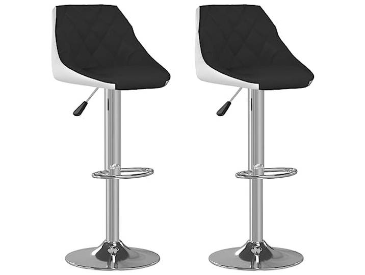 HKLGBVCR Barhocker, 2-teilig, schwarz, weiß, Kunstleder, drehbar Zweifarbiges Design, weiches Kunstleder, robuster verchromter Stahl, 360-Grad-Rotation, höhenverstellbar, Tragkraft 110 kg