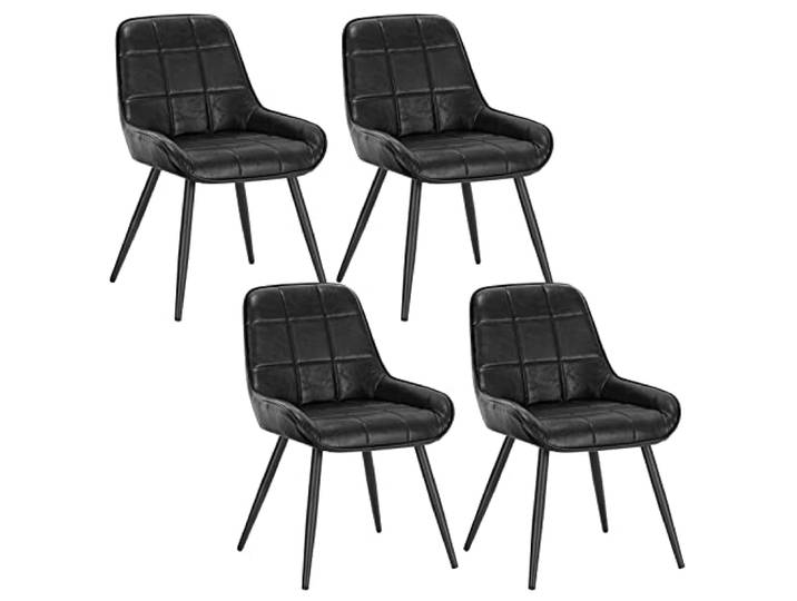 WOLTU Esszimmerstühle 4er Set, Küchenstühle gepolstert ergonomisch mit Rückenlehne, Kunstleder, für Wohnzimmer Küche Esszimmer, Schwarz