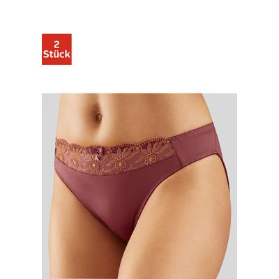 Slip NUANCE BY LASCANA, Damen, Gr. 36/38, orange (zimt, orange, creme), Obermaterial: 92% Polyester, 8% Elasthan, Unterhosen Slip, mit schöner Stickereispitze, als Dessous-Set kombinierbar