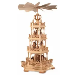 Müller Pyramide Erzgebirgsmotiv 3-stöckig natur 32 x 32 x 54 cm