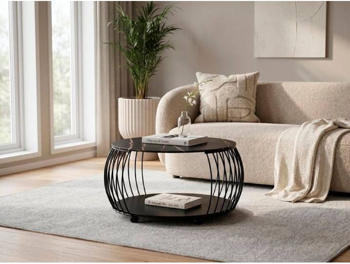 Couchtisch Macau 80 cm Grau Stein, Marmor, Granit