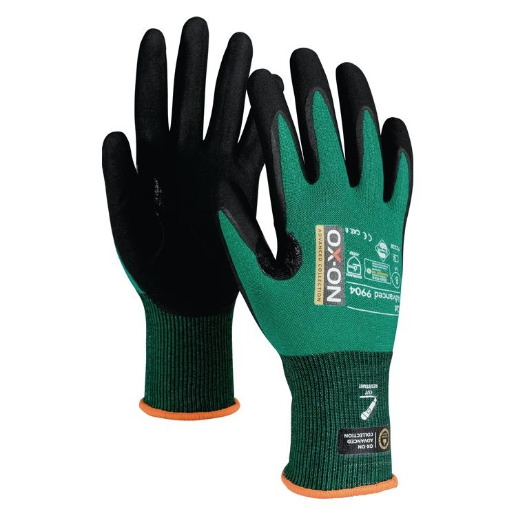 Ox-On Skaerehandske Advanced 9904 sort/grøn 8 (8) (10271236)