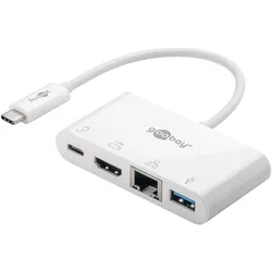 Goobay Multiport-Adapter (USB-C, 4 Ports), Dockingstation + USB Hub, Weiss