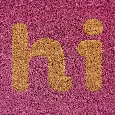 Town & Country Terra Hiya Painted Welcome Outdoor Door Mat, Natural Coir Mat