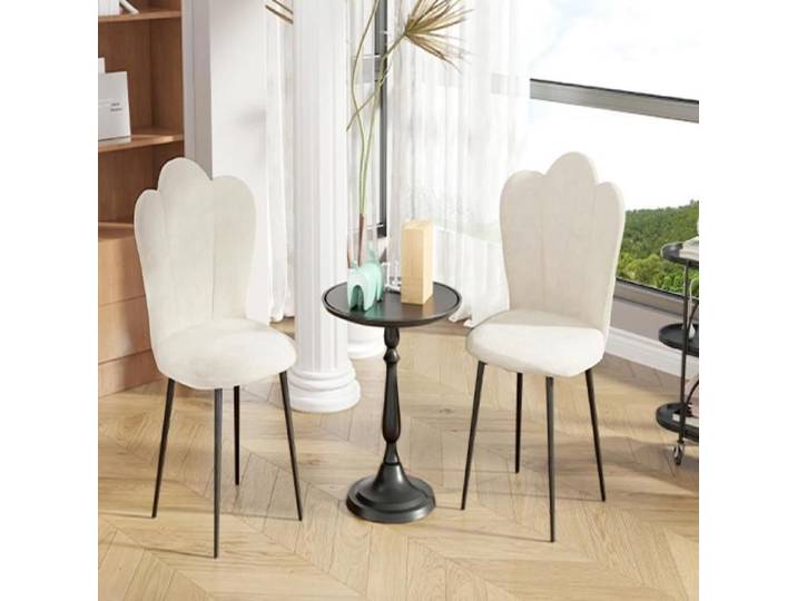 OHMG-Lot De 2 Chaise De Salle À Manger En Velours-Chaise De Chambre-Chaise De Salle À Manger Coquillage-43x44x90cm-Blanc