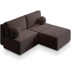 ECKSOFA VARNA M Braun Velours-Stoff mit Schlaffunktion