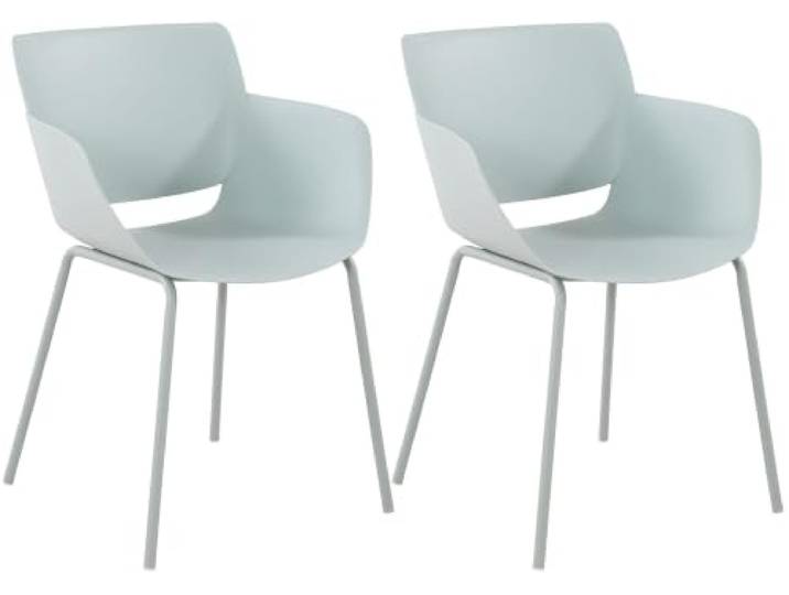 CLP 2er Set Gartenstuhl Alpena, Schalenstühle für Garten, Terrasse und Balkon, Sitzschalen wetterfest, Gestelle aus robustem Stahl, Farbe: türkis