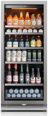 Ca'Lefort 24-Inch 238-Can Beverage Refrigerator, Built-In or Freestanding, Stainless Steel Glass Door