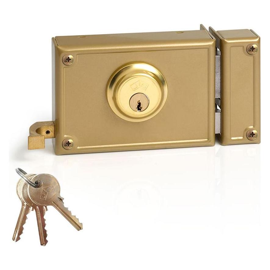 Jis Türzusatzschloss 12-12D Gold 52 Mm Rechts 120 Mm Obenauf Legen (45340499)