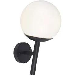Außenwandleuchte Wandlampe Außenleuchte Kugelförmig Schwarz Aluminium H 36,5 cm