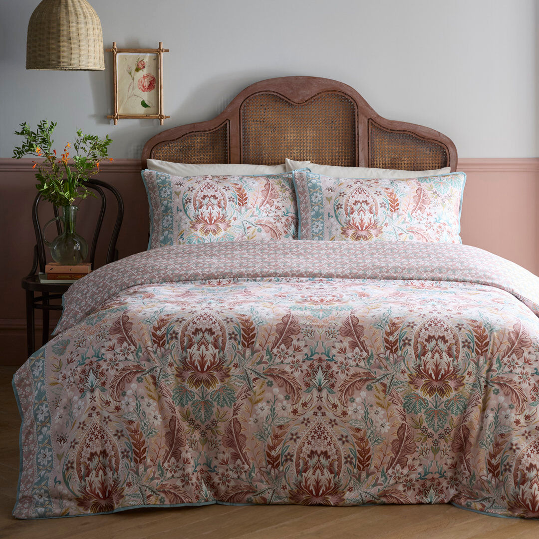 AppleTree Floral Damask Cotton Floral Duvet Cover Set Multi Super King