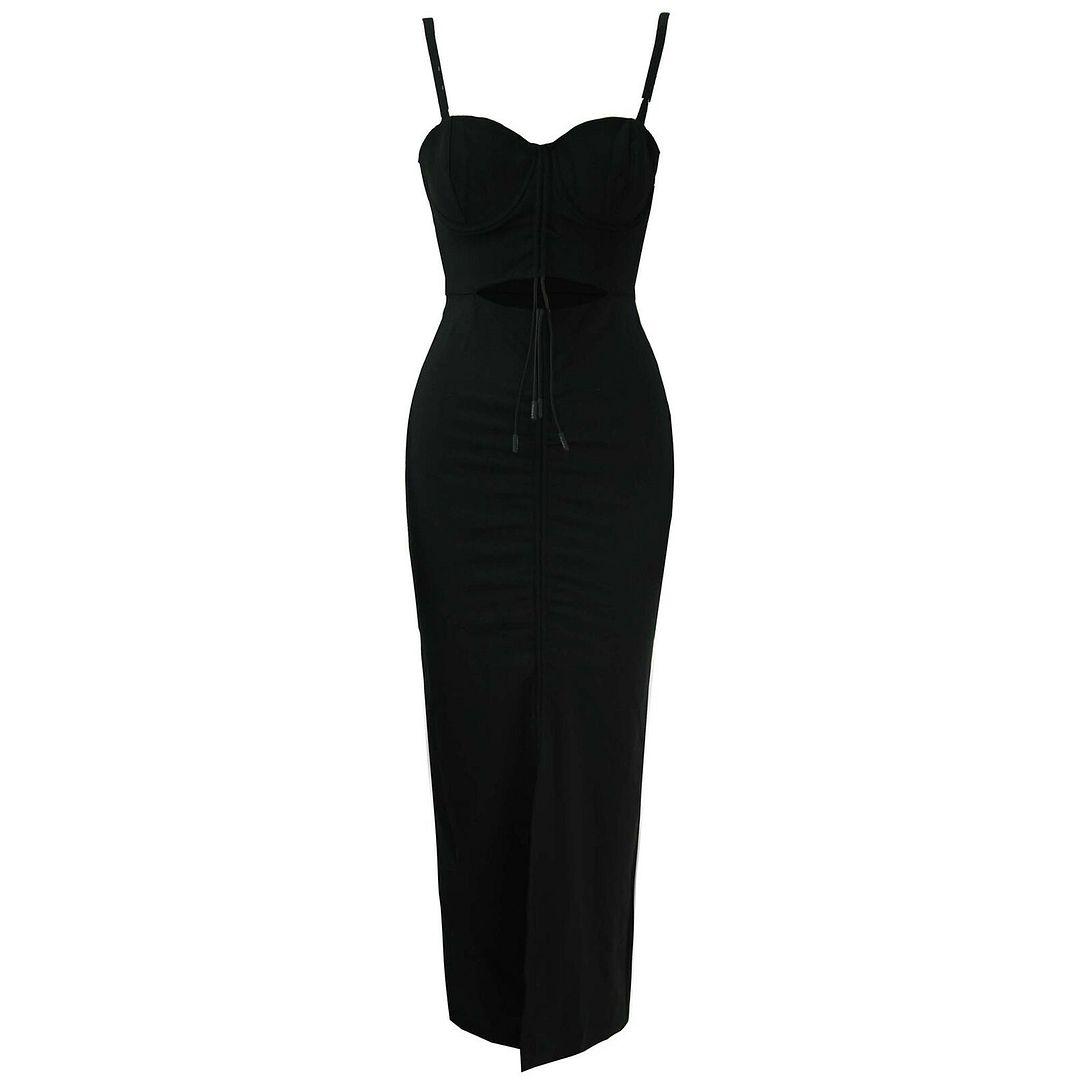 Puma x Rihanna Fenty Front Ruched Cut Out Black Womens Dress 577296 01