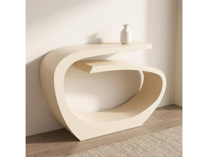 Moderner Konsolentisch, Schlanker Flurtisch Mit Metallrahmen Für Wohnzimmer Geometrisches Design, Robuster Kohlenstoffstahl, Kompakte Stellfläche, Vielseitig(White,80cmW*30cmD*80cmH)