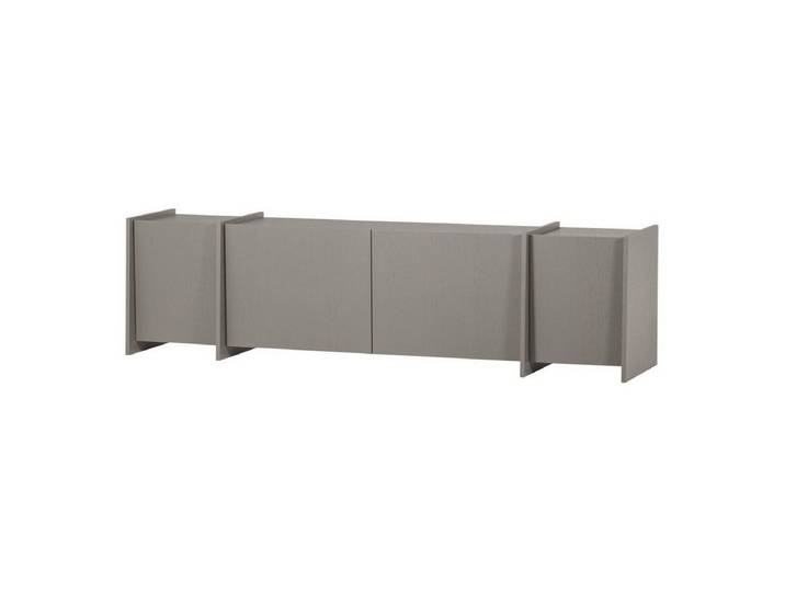 WOOOD TV-Board Brock - Aschenfurnier warmes Grau, 200 cm, Robustes, dynamisches Design, geräumiger Stauraum