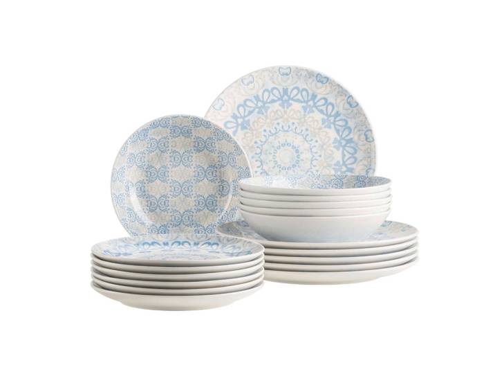 Mäser Tafelservice Ornea, Blau, Weiß, Beige, Keramik, 18-teilig, Essen & Trinken, Geschirr, Geschirr-Sets, Tafelservice