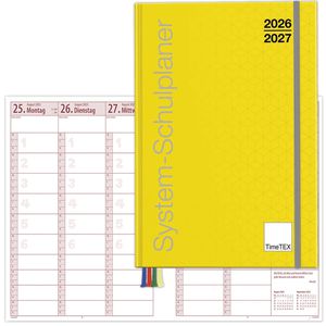 TimeTex Lehrerkalender System-Schulplaner, Schuljahr 2026/2027, A5, mit Hardcover und Gummiband, 1 Woche = 2 Seiten