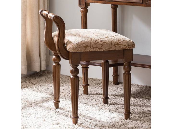Coiffeuse de princesse européenne, tabouret carré rembourré avec dossier capitonné à boutons, banc de maquillage élégant pour décoration de chambre de fille
