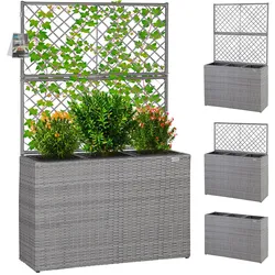 CASARIA® Blumenkasten Pflanztopf mit Rankgitter grau