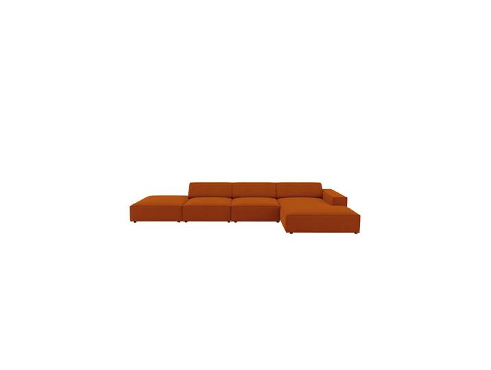 Design Ecksofa „Jodie“ mit abgerundeten Ottomanen (5-Sitzer) Strukturstoff Terrakotta Chosen by Bloomingloft