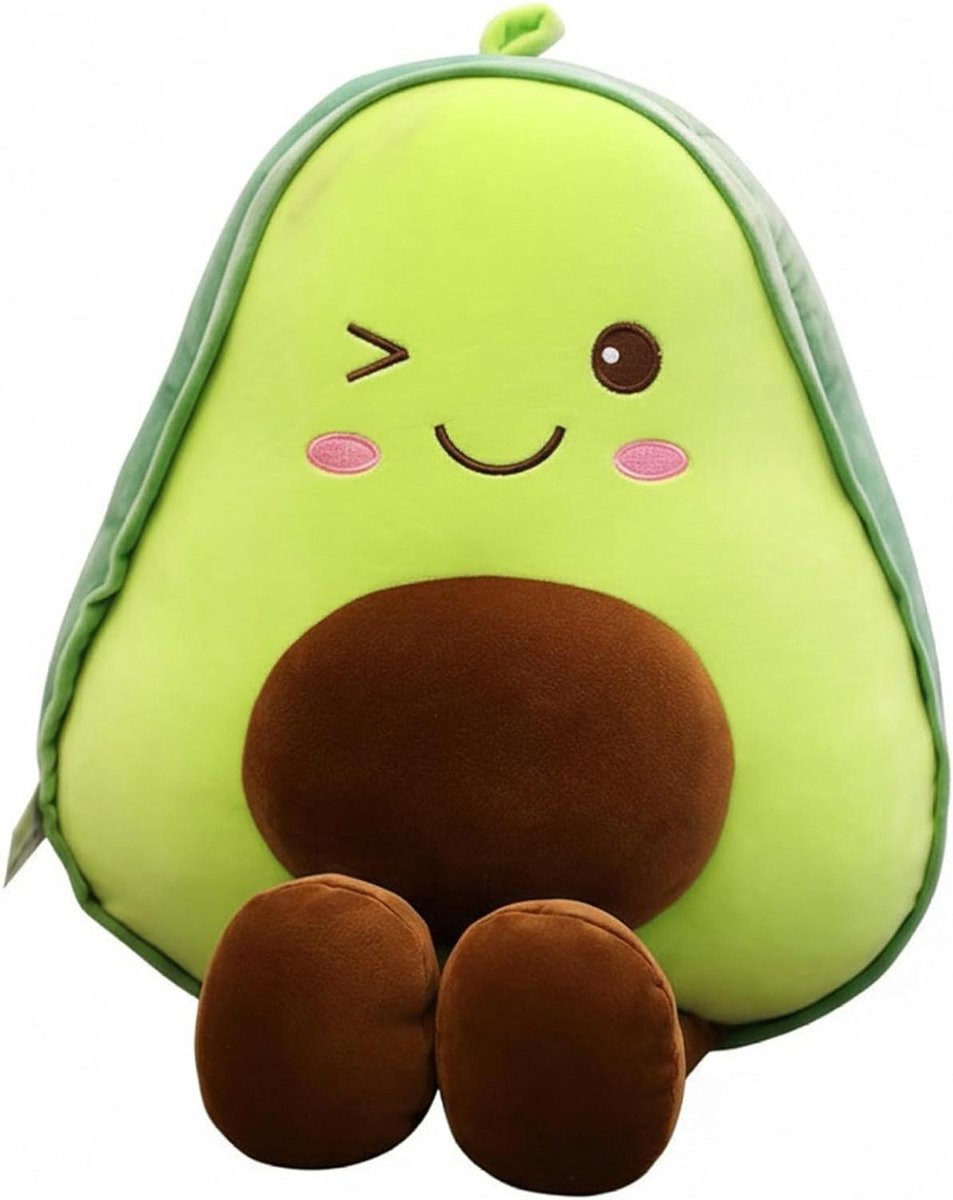 Pluche Avocado Kussen Groen - Decoratief Fruitspeelgoed van Polyester - 60 cm