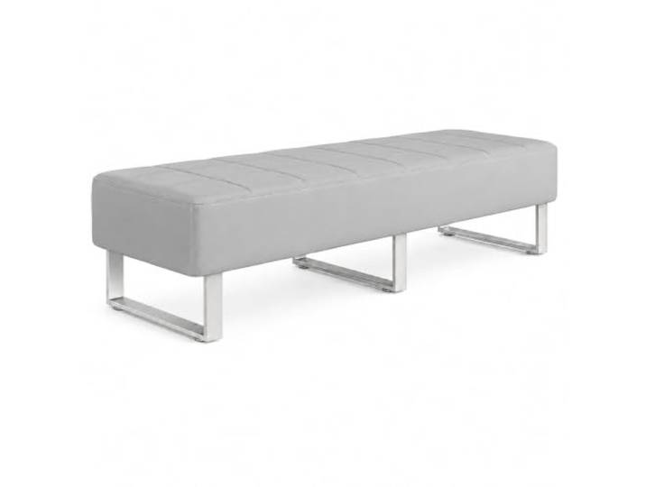 Wartezimmerbank, Robuste Kunstleder-Sitzbank ohne Lehne mit Metallbeinen Gepolsterte Sitzbank für Empfang, Büro, Praxis, Salon, Spa und Wartebereich(4,150CM/59.1IN)