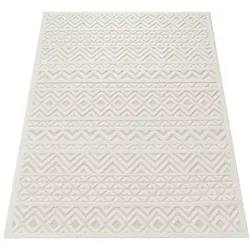 KADIMA DESIGN Teppich Kurzflor Struktur Wohnzimmer schmutzabweisend Creme Rechteckig 200x280 | 100% Polypropylen | Florhöhe: 10 mm | pflegeleicht